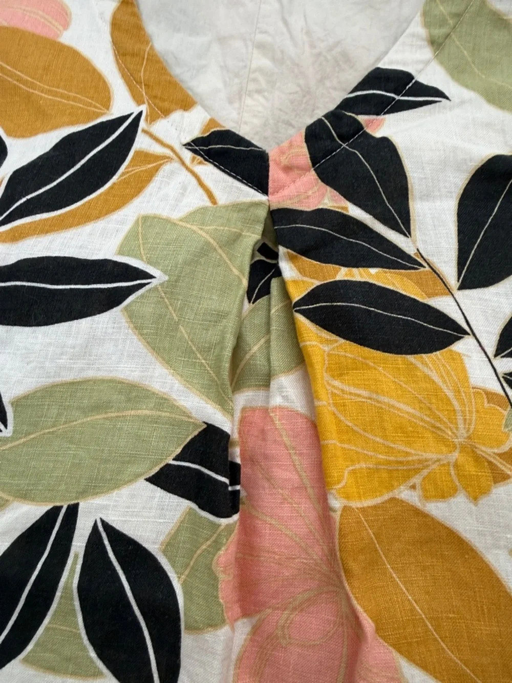 Rachel Zoe Linen Floral V Neck Sleeveless Trapeze Dress Vibrant pockets size S - Picture 11 of 14